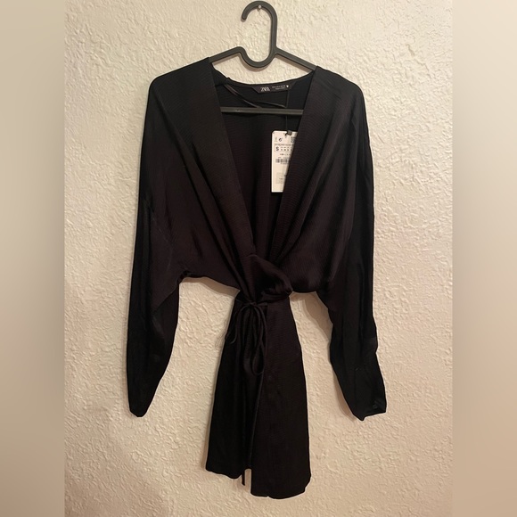 NWT Zara Structured Satin Effect Dress - Picture 2 of 7